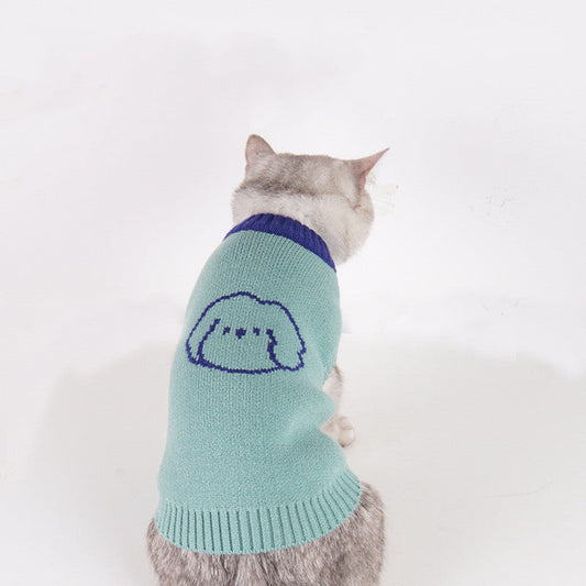 KFX-9686845 Cozy Knitted Puppy Vest Sweater in Red, Apricot, and Green – Sizes S to 2XL