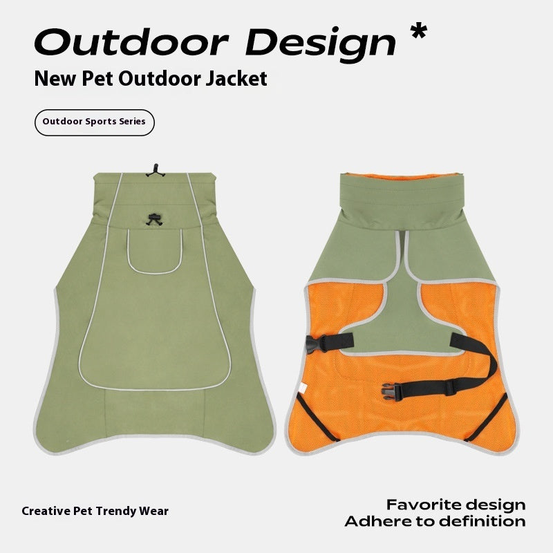 KFX-9688509 Waterproof Dog Shell Jacket - Dual-Use Trench Coat for Large Pets - Fleece-Lined Options Available