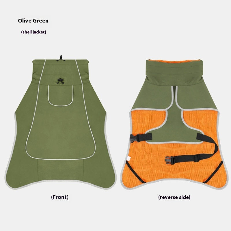KFX-9688509 Waterproof Dog Shell Jacket - Dual-Use Trench Coat for Large Pets - Fleece-Lined Options Available