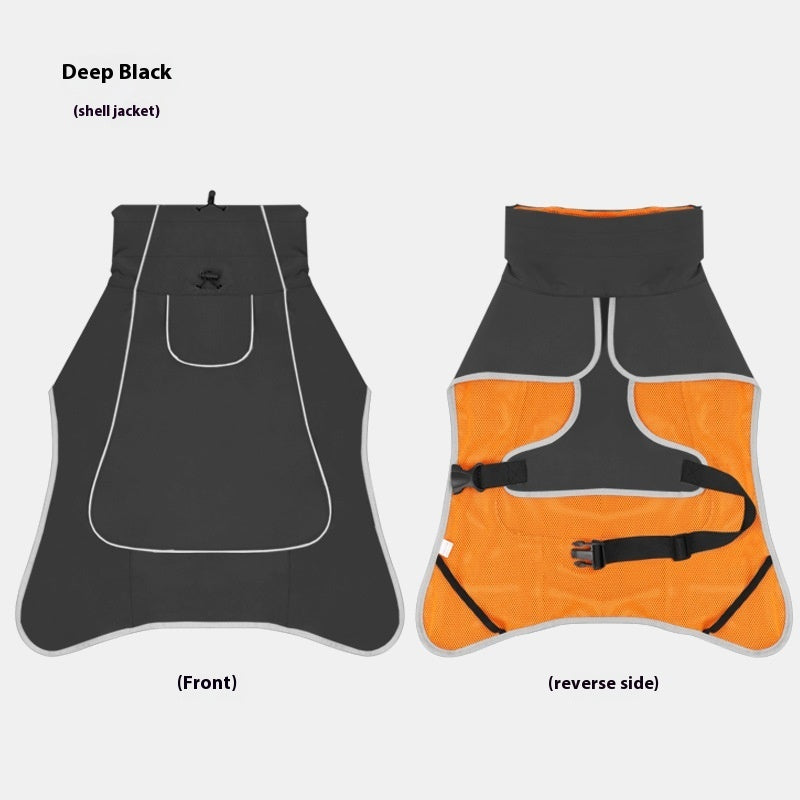 KFX-9688509 Waterproof Dog Shell Jacket - Dual-Use Trench Coat for Large Pets - Fleece-Lined Options Available