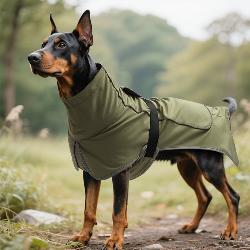 KFX-9688509 Waterproof Dog Shell Jacket - Dual-Use Trench Coat for Large Pets - Fleece-Lined Options Available