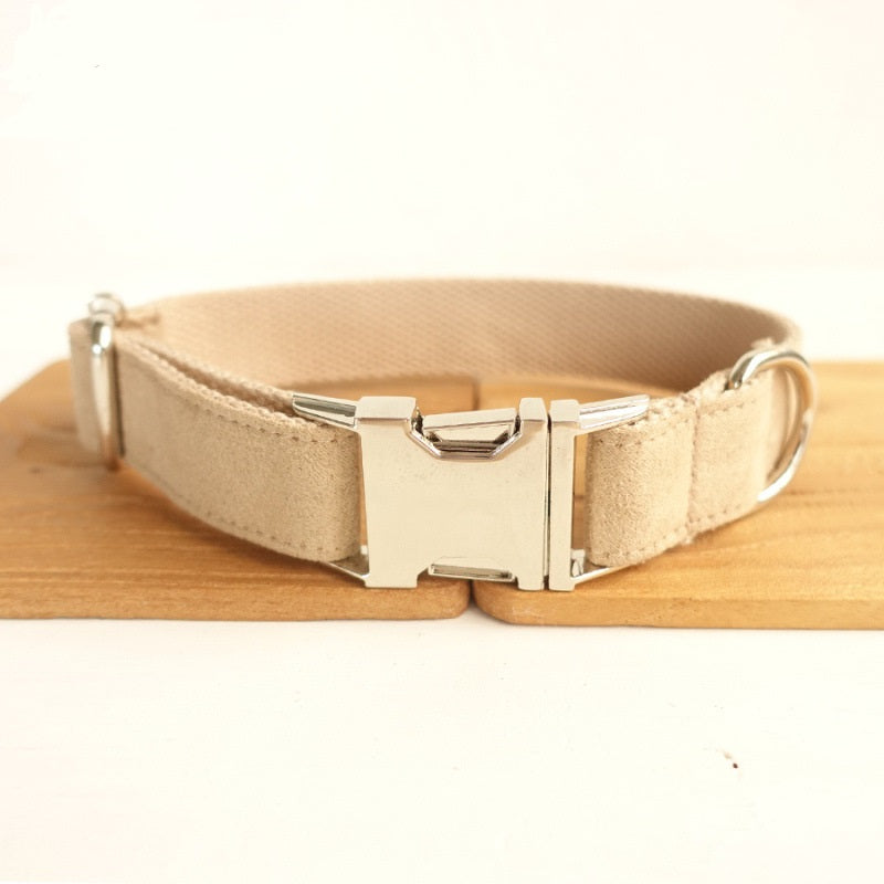 KFX-9688637 Nude Polyester Dog Collar and Traction Rope with Bow - Multiple Sizes Available