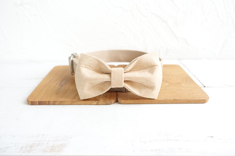 KFX-9688637 Nude Polyester Dog Collar and Traction Rope with Bow - Multiple Sizes Available