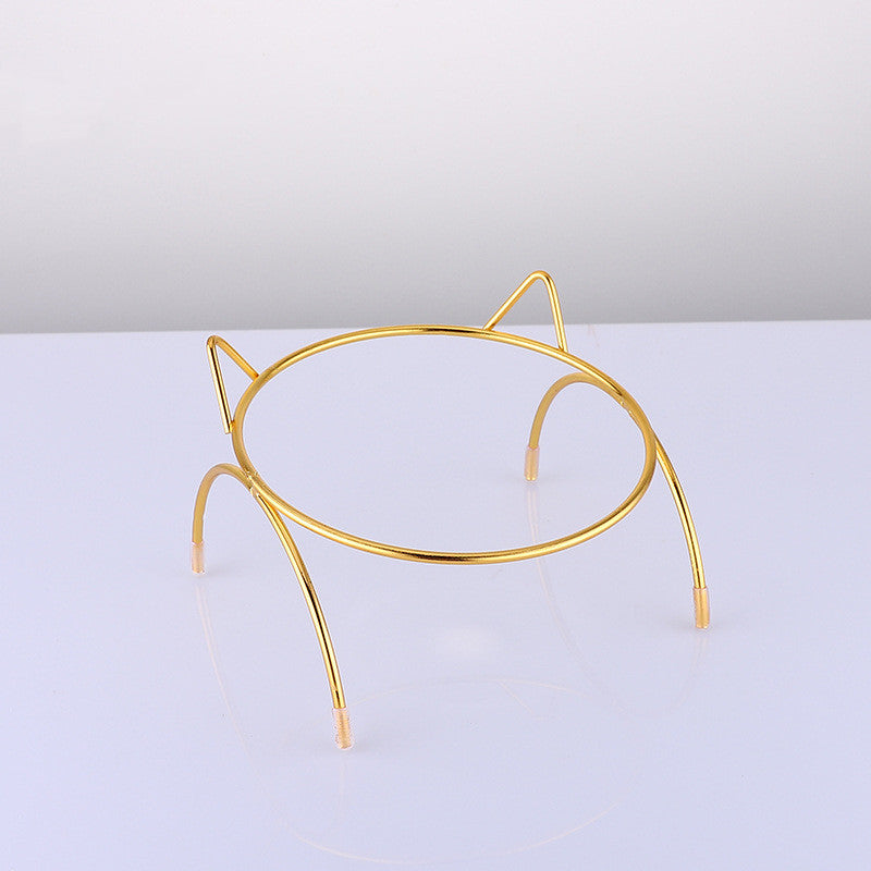 KFX-9689021 Transparent Glass Dog Bowl with Wrought Iron Stand - Easy to Clean, Single Bowl Design