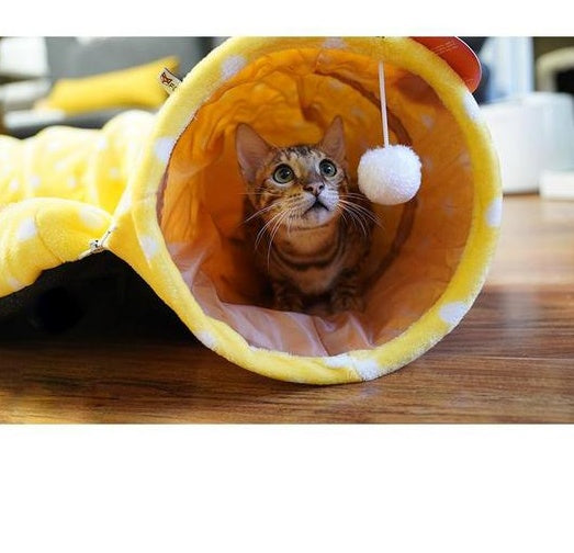 KFX-9692861 Cat Tunnel and Sleeping Bag Combo for Pet Rest and Play - Cloth Material, Spring/Summer Colors