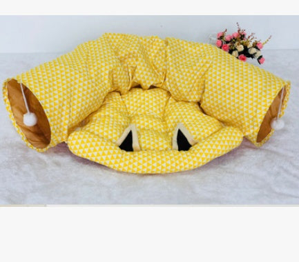 KFX-9692861 Cat Tunnel and Sleeping Bag Combo for Pet Rest and Play - Cloth Material, Spring/Summer Colors