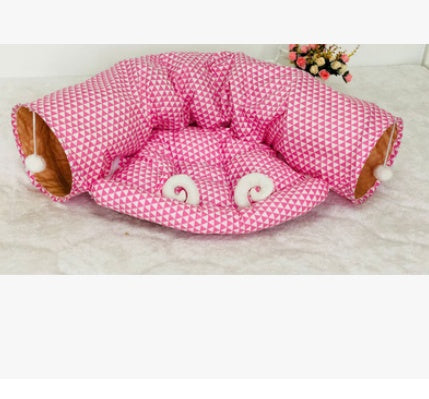 KFX-9692861 Cat Tunnel and Sleeping Bag Combo for Pet Rest and Play - Cloth Material, Spring/Summer Colors