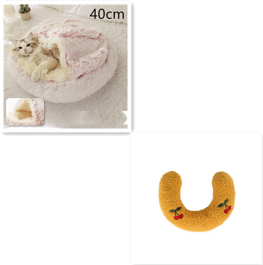 KFX-9694653 Plush Round Pet Bed for Dogs and Cats - Winter Warmth and Comfort in Multiple Sizes