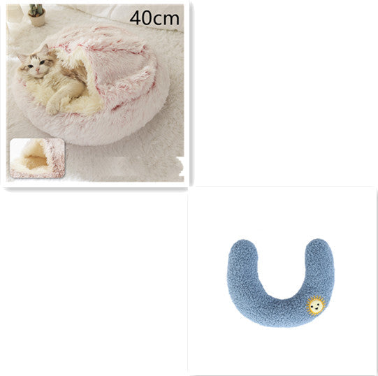 KFX-9694653 Plush Round Pet Bed for Dogs and Cats - Winter Warmth and Comfort in Multiple Sizes