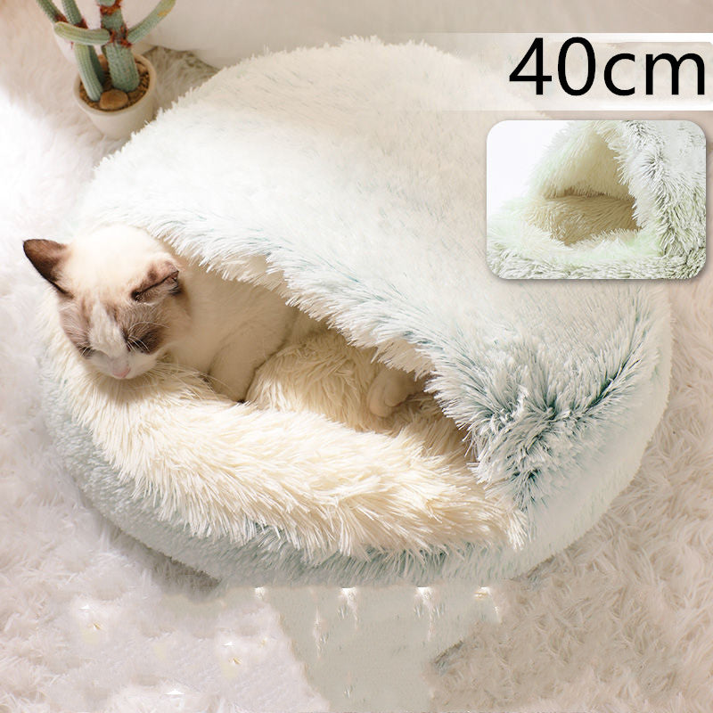 KFX-9694653 Plush Round Pet Bed for Dogs and Cats - Winter Warmth and Comfort in Multiple Sizes