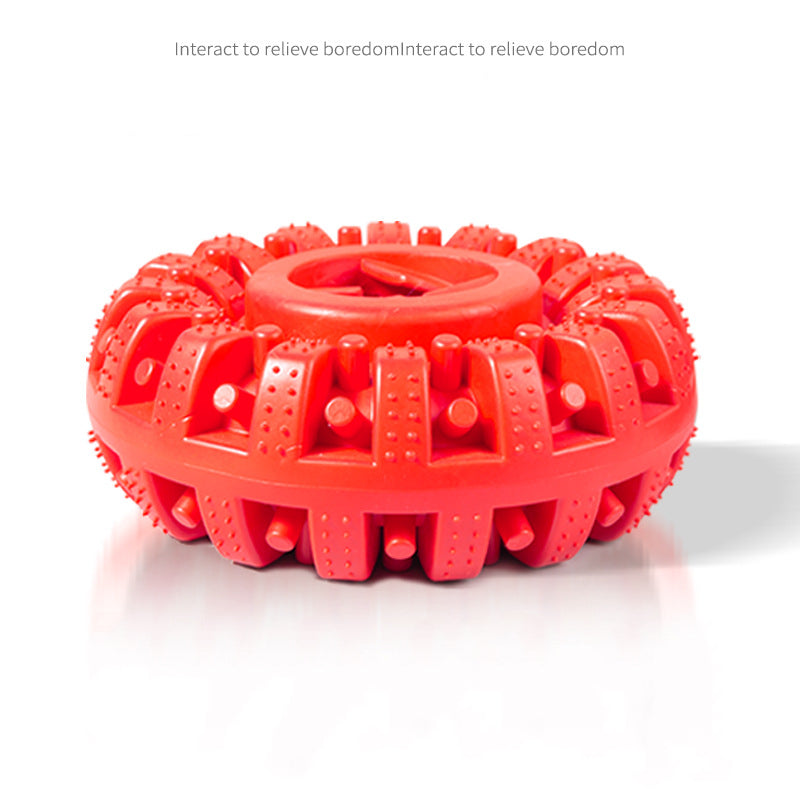 KFX-9695421 Durable Dog Chew Toy for Molar Health and Intelligence Training - Red Rubber, 14x14x5cm
