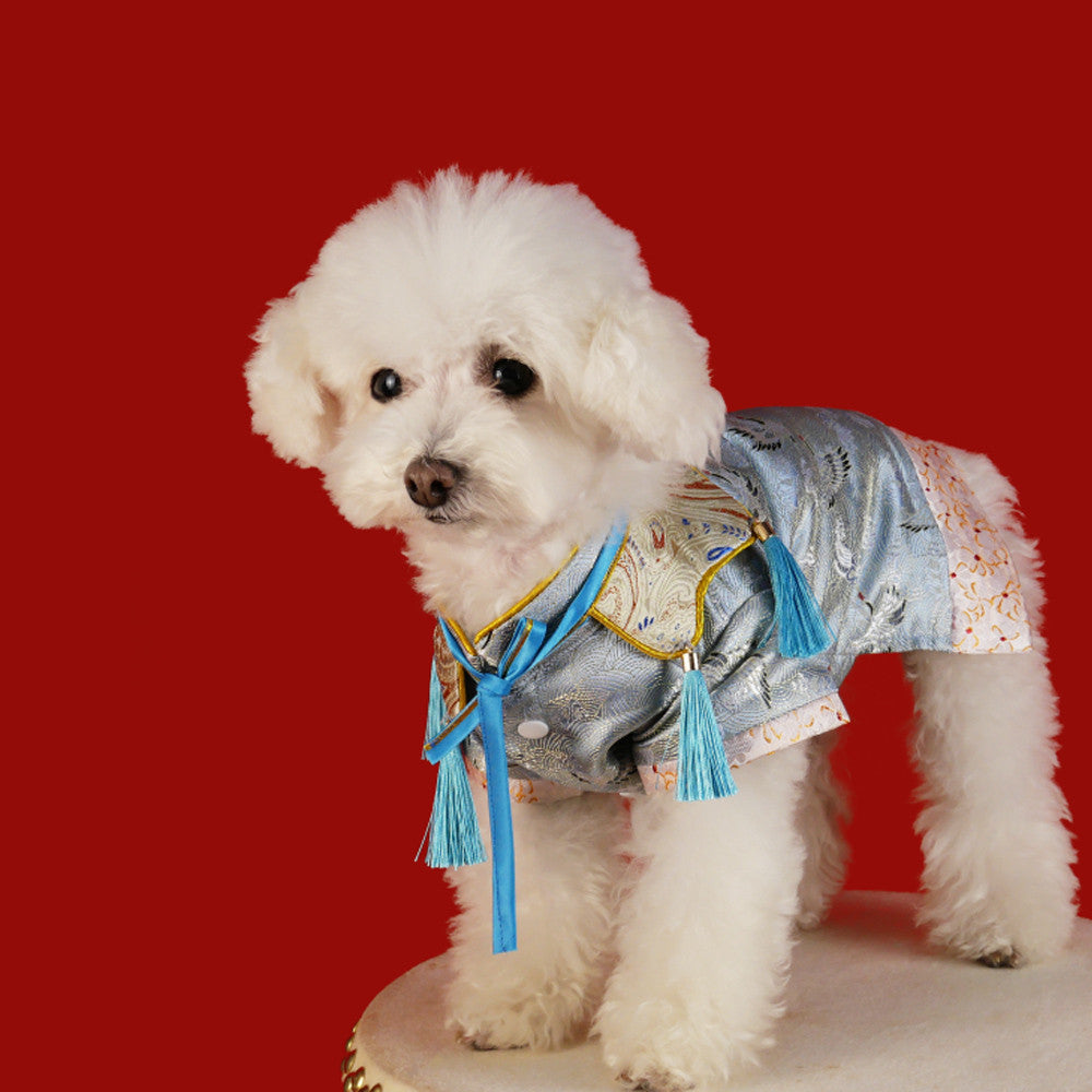 KFX-9696957 Adorable Pet Hanfu Dress with Gift Box in Red and Blue - Available in Sizes S to 3XL