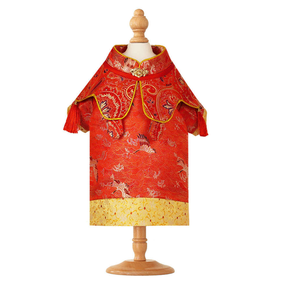 KFX-9696957 Adorable Pet Hanfu Dress with Gift Box in Red and Blue - Available in Sizes S to 3XL