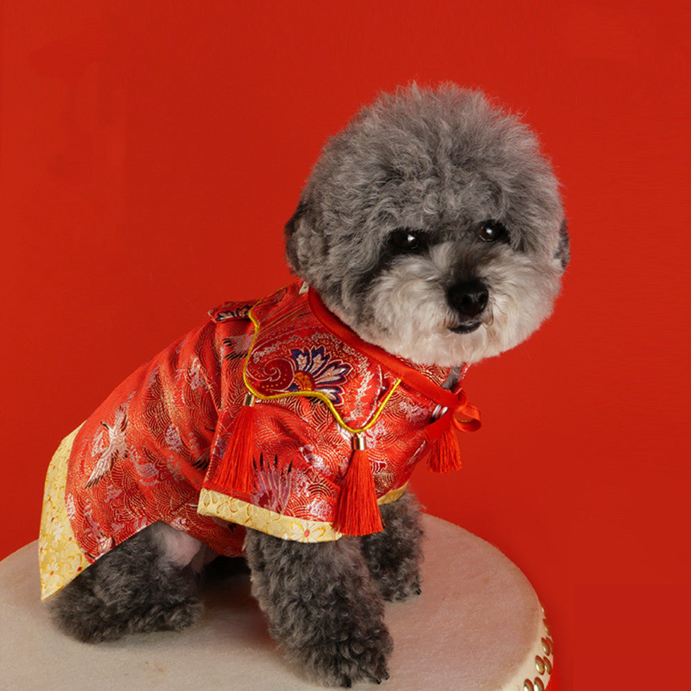 KFX-9696957 Adorable Pet Hanfu Dress with Gift Box in Red and Blue - Available in Sizes S to 3XL