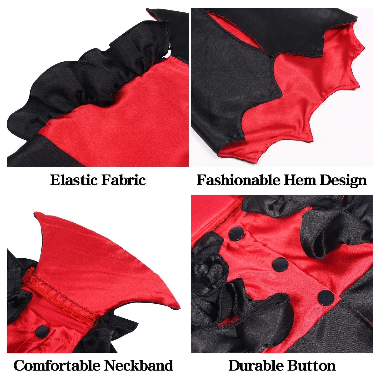 KFX-9698749 Cat Halloween Vampire Costume for Pets - Polyester and Spandex, Two-Legged Design, Sizes M and L