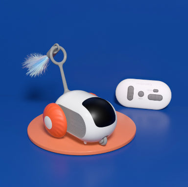 KFX-9701181 Interactive Remote Control Cat Car Toy - Automatic Self-Moving, USB Charging with Obstacle Avoidance