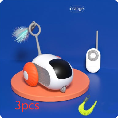 KFX-9701181 Interactive Remote Control Cat Car Toy - Automatic Self-Moving, USB Charging with Obstacle Avoidance