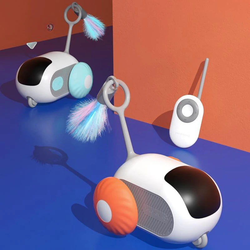 KFX-9701181 Interactive Remote Control Cat Car Toy - Automatic Self-Moving, USB Charging with Obstacle Avoidance
