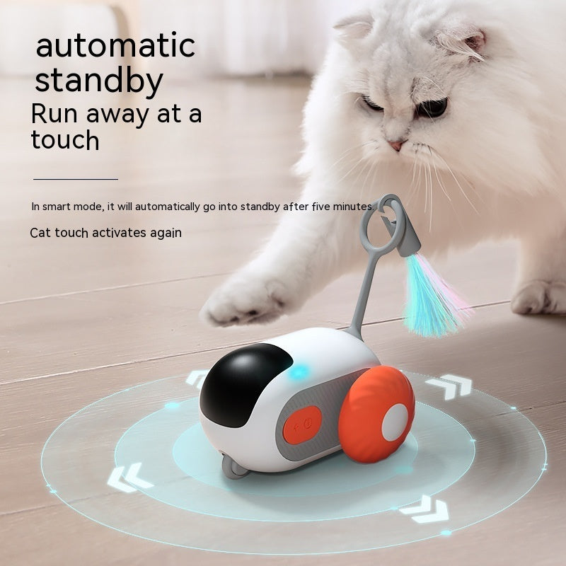 KFX-9701181 Interactive Remote Control Cat Car Toy - Automatic Self-Moving, USB Charging with Obstacle Avoidance