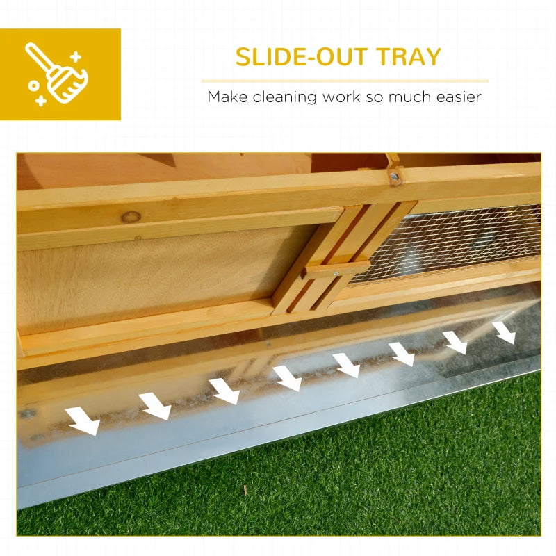 KFX-9703997 Wooden Rabbit Hutch with Openable Waterproof Roof and Pull-Out Cleaning Tray, Durable Solid Fir Build for Small Animals