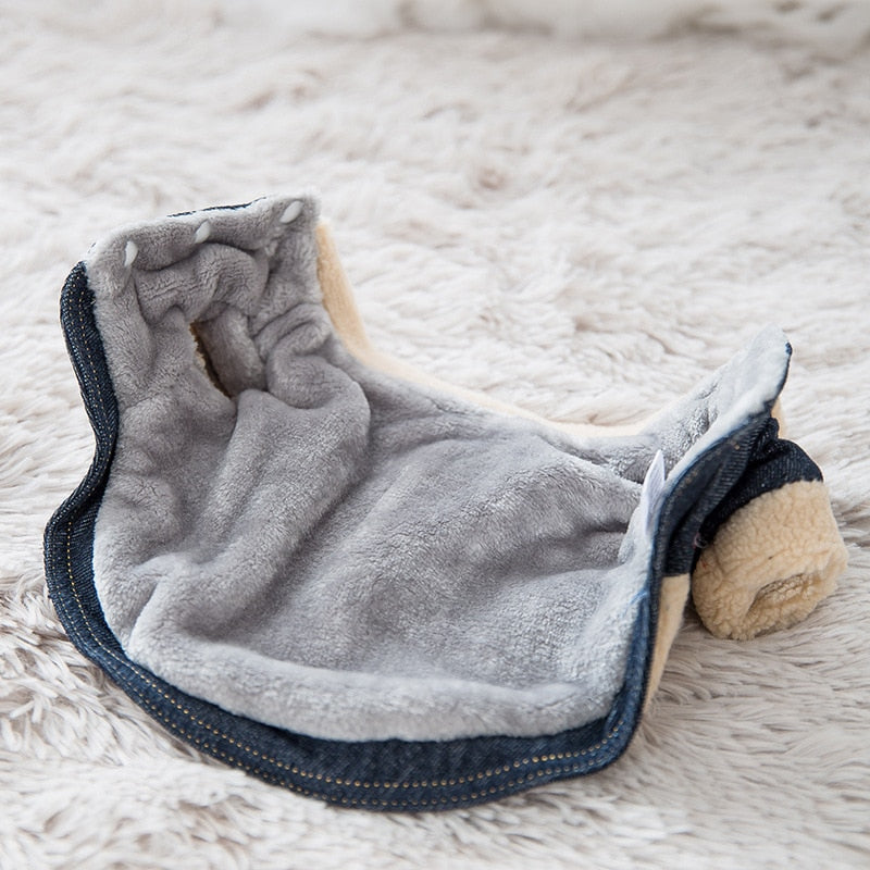KFX-9704509 Warm Denim and Grain Velvet Two-Legged Clothing for Pets