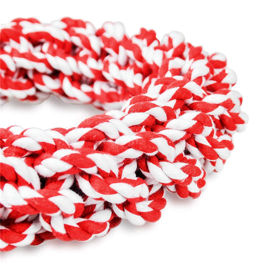 KFX-9705149 Interactive Cotton Rope Dog Toy - Durable Biting and Chewing Circle for Mental Stimulation