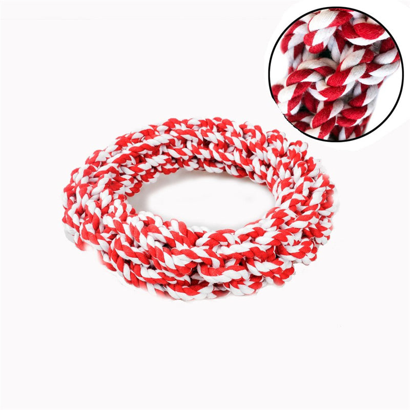 KFX-9705149 Interactive Cotton Rope Dog Toy - Durable Biting and Chewing Circle for Mental Stimulation