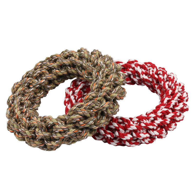 KFX-9705149 Interactive Cotton Rope Dog Toy - Durable Biting and Chewing Circle for Mental Stimulation