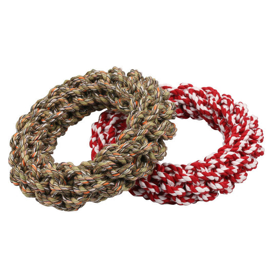KFX-9705149 Interactive Cotton Rope Dog Toy - Durable Biting and Chewing Circle for Mental Stimulation