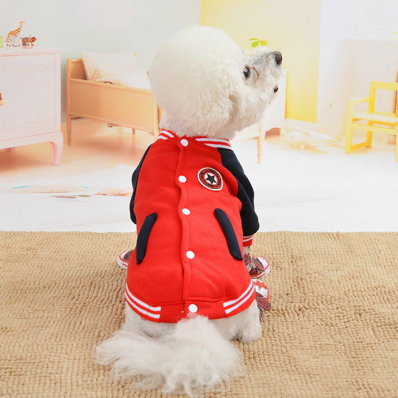 KFX-9705405 Cozy Fleece Dog and Cat Baseball Uniform for Autumn and Winter