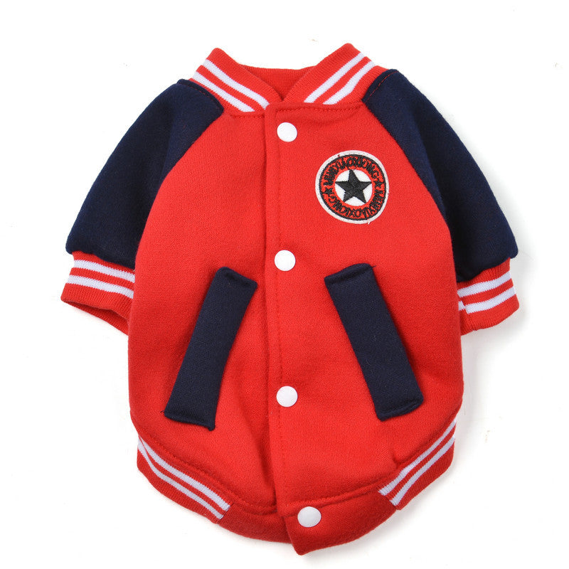 KFX-9705405 Cozy Fleece Dog and Cat Baseball Uniform for Autumn and Winter