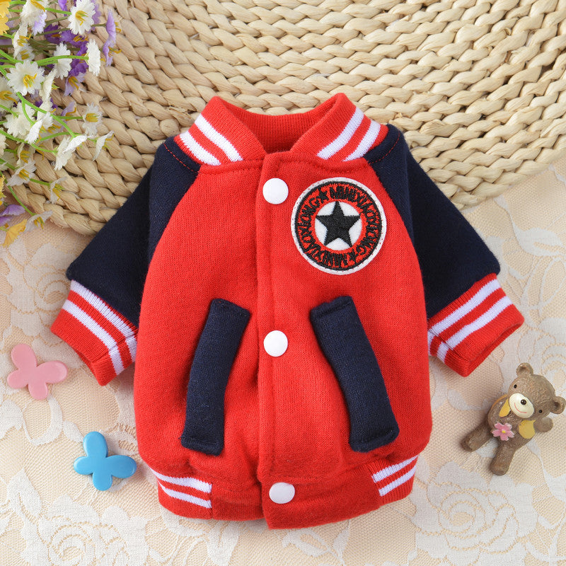 KFX-9705405 Cozy Fleece Dog and Cat Baseball Uniform for Autumn and Winter