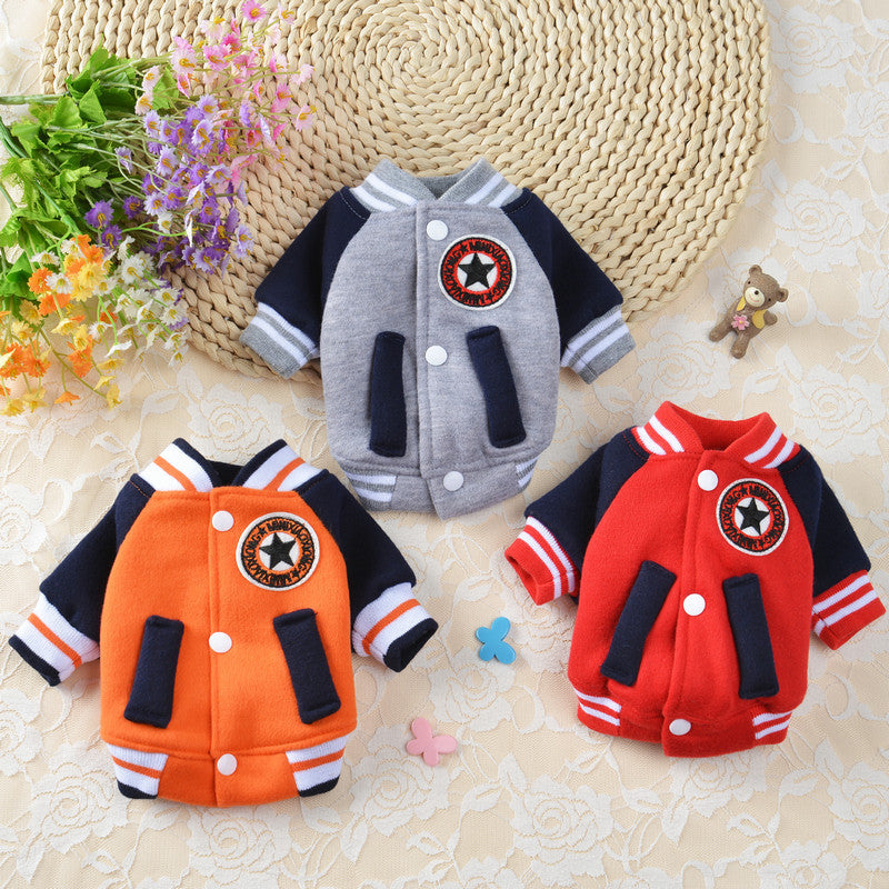 KFX-9705405 Cozy Fleece Dog and Cat Baseball Uniform for Autumn and Winter