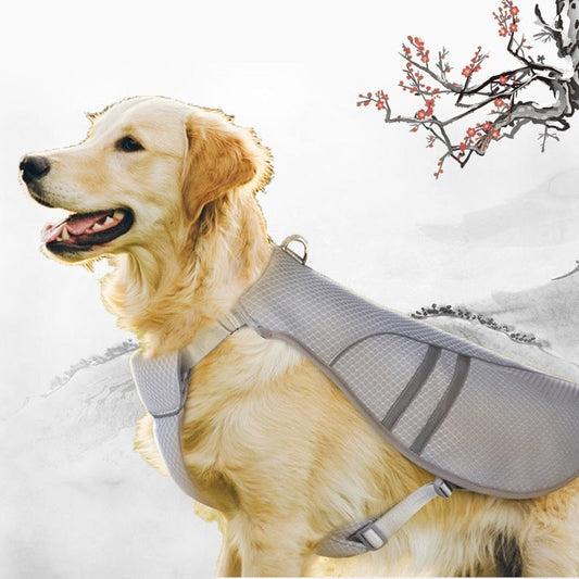 KFX-9706685 Breathable Light Gray Outdoor Pet Cooling Clothes – Mesh Fabric, Adjustable Fit for All Sizes S-XL