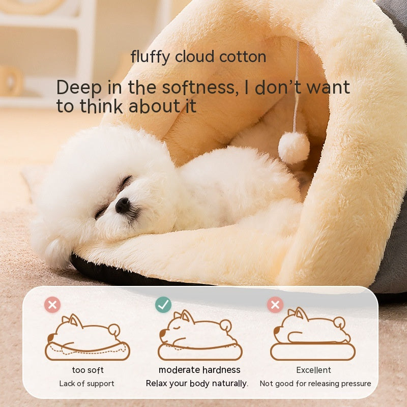KFX-9710141 Cozy Round Ears Plush Slippers for Dogs - Soft Comfortable Mat in Gray and Green