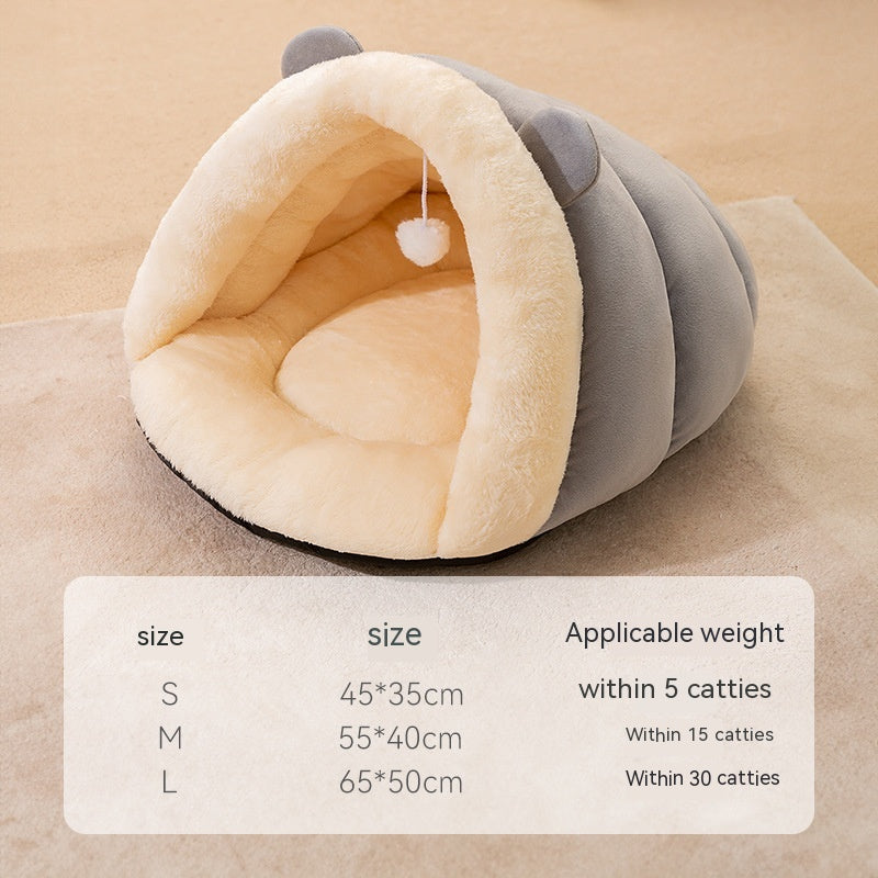 KFX-9710141 Cozy Round Ears Plush Slippers for Dogs - Soft Comfortable Mat in Gray and Green