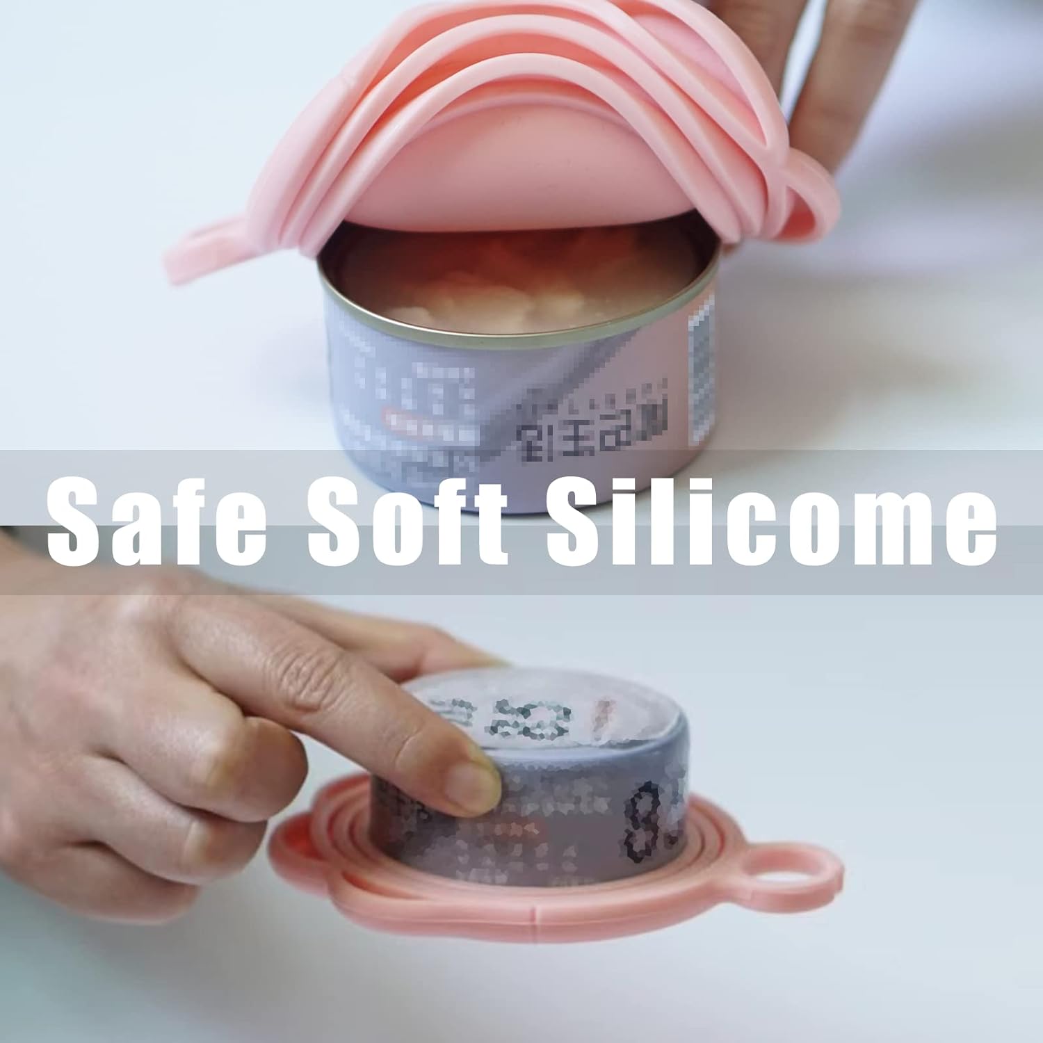 KFX-9713341 Cute Pink Cat Food Can Lid with Spoon for Easy Wet Food Storage