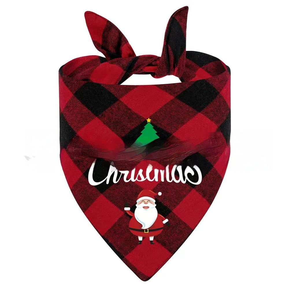 KFX-9713469 Christmas Pet Triangle Plaid Towel in Various Patterns and Colors