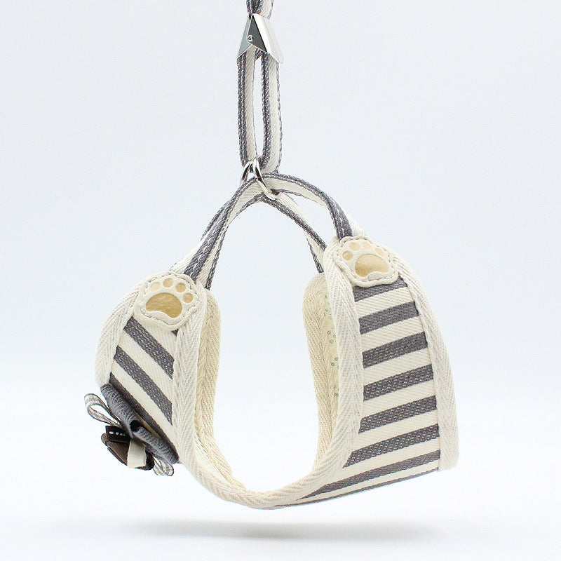 KFX-9715645 Adjustable Pet Harness with Bow Tie for Small & Medium Pets - Stripe Design