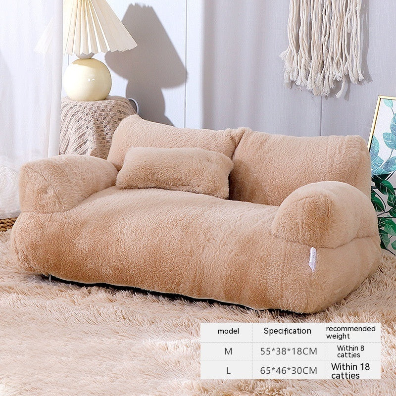 KFX-9715901 Cozy Winter Cat Sofa Bed with Thick Backrest and Soft Pillow for Small to Medium Pets