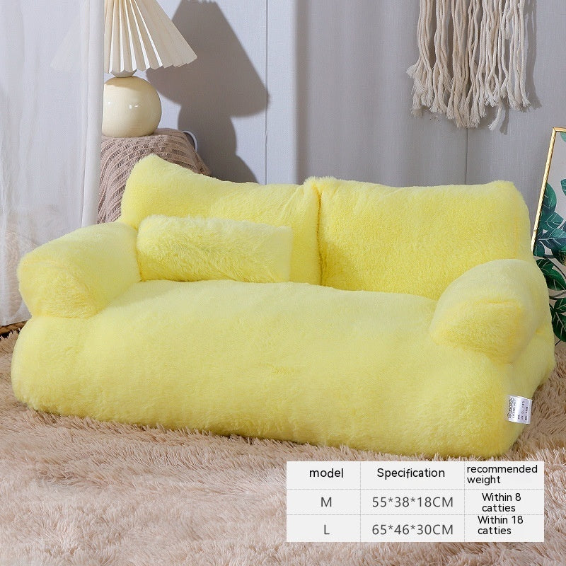 KFX-9715901 Cozy Winter Cat Sofa Bed with Thick Backrest and Soft Pillow for Small to Medium Pets