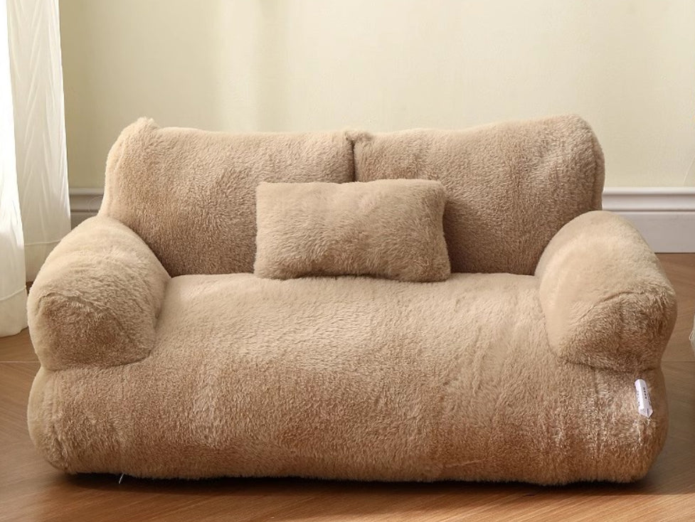 KFX-9715901 Cozy Winter Cat Sofa Bed with Thick Backrest and Soft Pillow for Small to Medium Pets