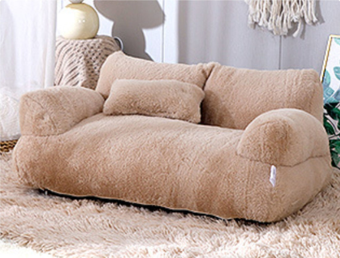 KFX-9715901 Cozy Winter Cat Sofa Bed with Thick Backrest and Soft Pillow for Small to Medium Pets