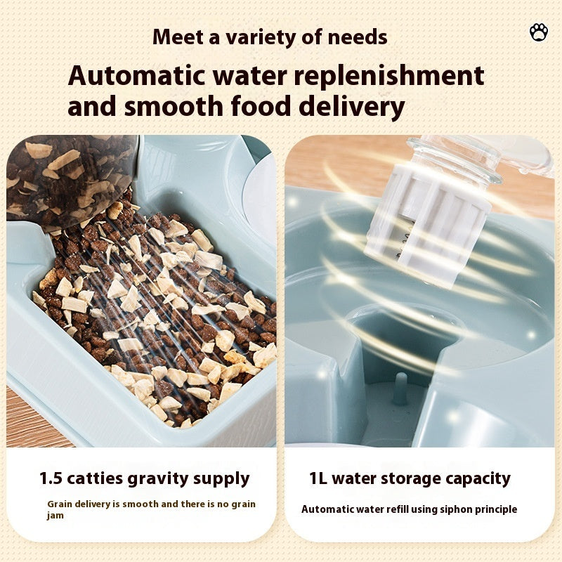KFX-9716029 Automatic Pet Feeder and Water Dispenser with Double Bowls for Cats and Dogs