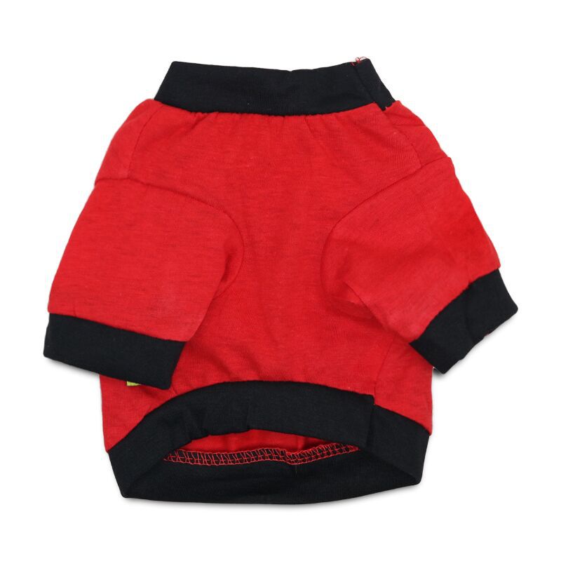 KFX-9716413 Red and Black Edge Cotton Jersey Raglan T-Shirt for Small Dogs