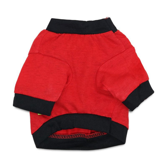 KFX-9716413 Red and Black Edge Cotton Jersey Raglan T-Shirt for Small Dogs