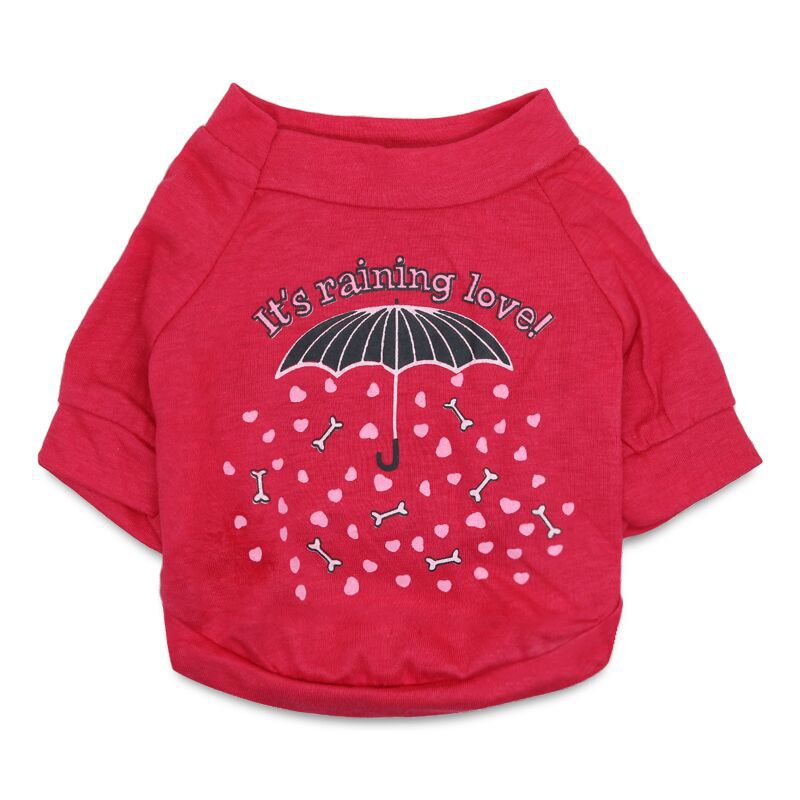 KFX-9716413 Red and Black Edge Cotton Jersey Raglan T-Shirt for Small Dogs