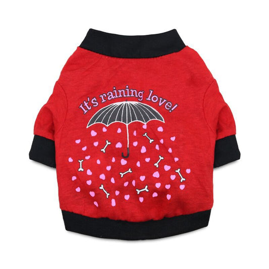 KFX-9716413 Red and Black Edge Cotton Jersey Raglan T-Shirt for Small Dogs