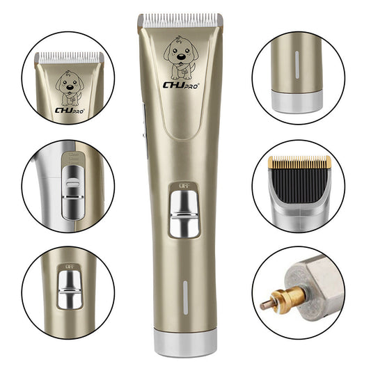KFX-9717437 Professional Rechargeable Dog & Pet Hair Clipper with Titanium Ceramic Blade and Adjustable Guard Combs