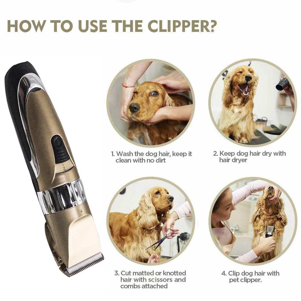 KFX-9717437 Professional Rechargeable Dog & Pet Hair Clipper with Titanium Ceramic Blade and Adjustable Guard Combs